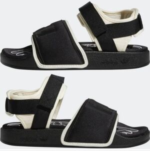 adidas Women's Black and Cream Strapped Sandals